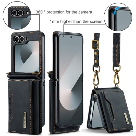 For Samsung Galaxy Z Flip6 / Flip7 FE DG.MING M2 Series Card Bag Magnetic Leather Phone Case(Black)