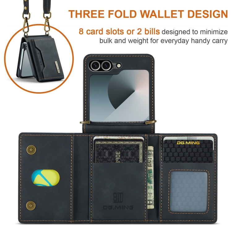 Pour Samsung Galaxy Z Flip6 / Flip7 FE DG.MING Série M2 Sac de Cartes Étui Magnétique en Cuir pour Téléphone (Noir)