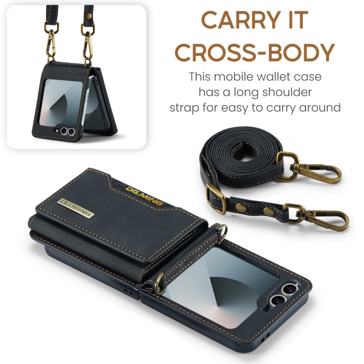 Pour Samsung Galaxy Z Flip6 / Flip7 FE DG.MING Série M2 Sac de Cartes Étui Magnétique en Cuir pour Téléphone (Noir)
