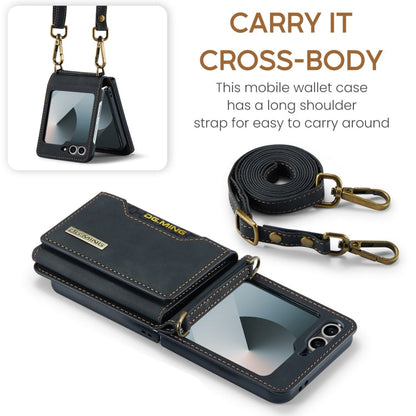 Pour Samsung Galaxy Z Flip6 / Flip7 FE DG.MING Série M2 Sac de Cartes Étui Magnétique en Cuir pour Téléphone (Noir)