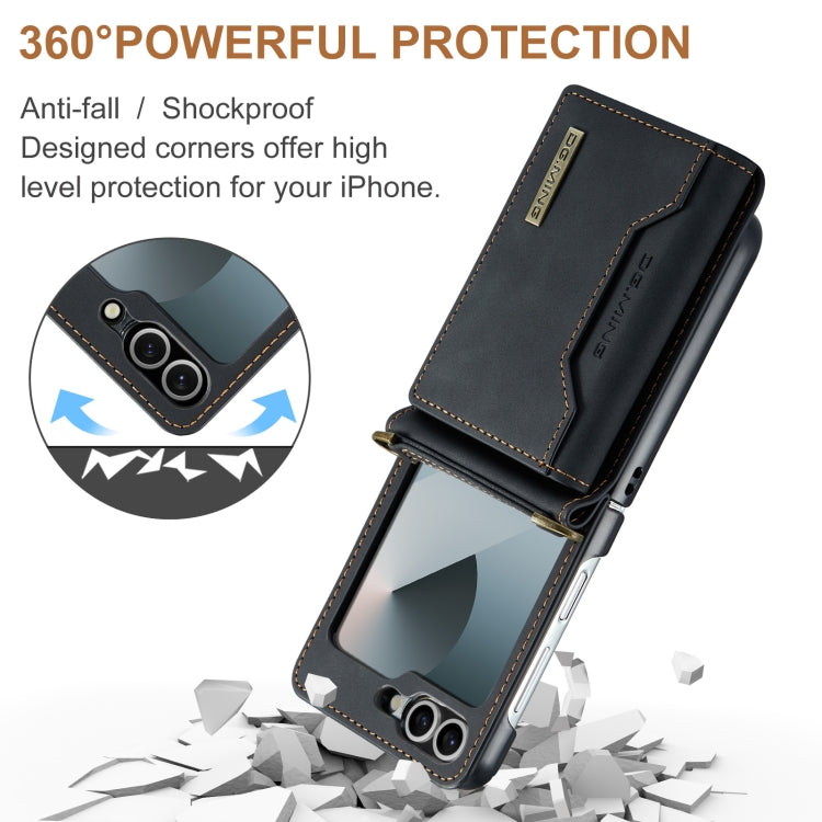 Pour Samsung Galaxy Z Flip6 / Flip7 FE DG.MING Série M2 Sac de Cartes Étui Magnétique en Cuir pour Téléphone (Noir)