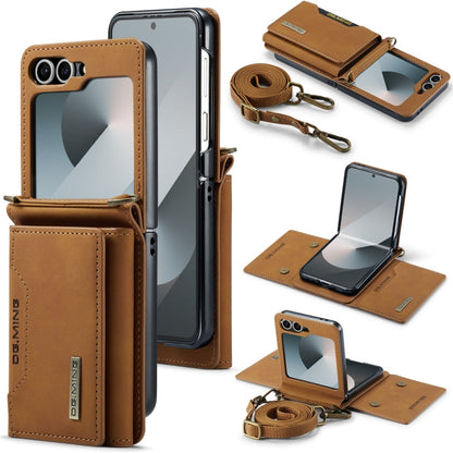 Pour Samsung Galaxy Z Flip6 / Flip7 FE DG.MING M2 Series Étui portefeuille magnétique en cuir (Marron)