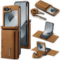 Pour Samsung Galaxy Z Flip6 / Flip7 FE DG.MING M2 Series Étui portefeuille magnétique en cuir (Marron)