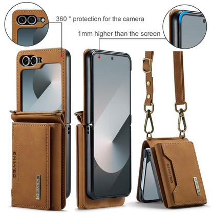 Pour Samsung Galaxy Z Flip6 / Flip7 FE DG.MING M2 Series Étui portefeuille magnétique en cuir (Marron)