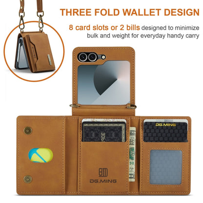 Pour Samsung Galaxy Z Flip6 / Flip7 FE DG.MING M2 Series Étui portefeuille magnétique en cuir (Marron)