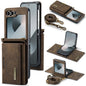 For Samsung Galaxy Z Flip6 DG.MING M2 Series Card Bag Magnetic Leather Phone Case(Coffee)