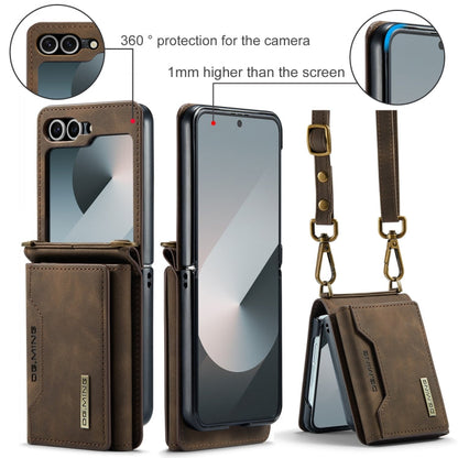 For Samsung Galaxy Z Flip6 DG.MING M2 Series Card Bag Magnetic Leather Phone Case(Coffee)