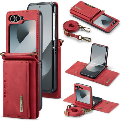 For Samsung Galaxy Z Flip6 DG.MING M2 Series Card Bag Magnetic Leather Phone Case(Red)