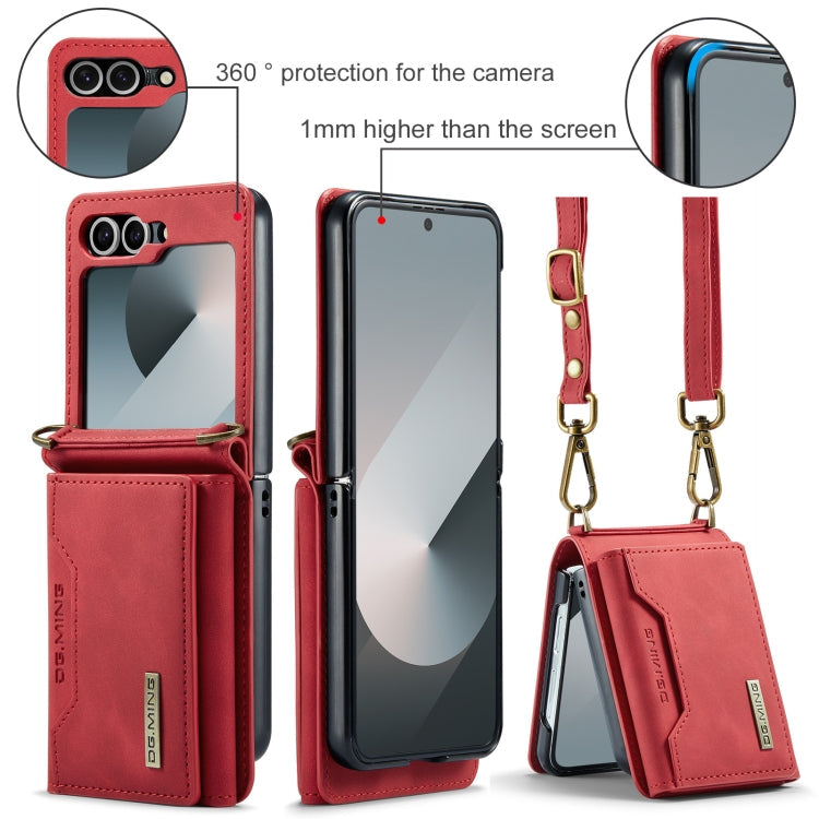 For Samsung Galaxy Z Flip6 DG.MING M2 Series Card Bag Magnetic Leather Phone Case(Red)