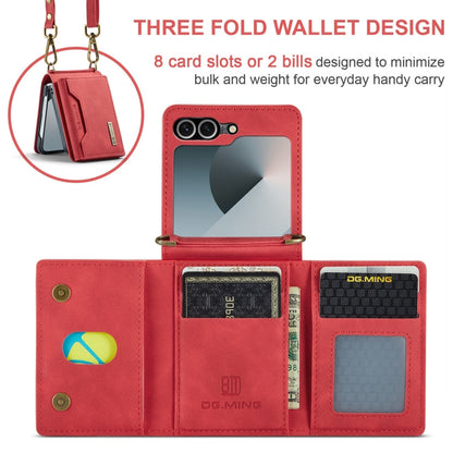 For Samsung Galaxy Z Flip6 DG.MING M2 Series Card Bag Magnetic Leather Phone Case(Red)