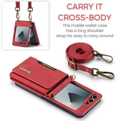 For Samsung Galaxy Z Flip6 DG.MING M2 Series Card Bag Magnetic Leather Phone Case(Red)