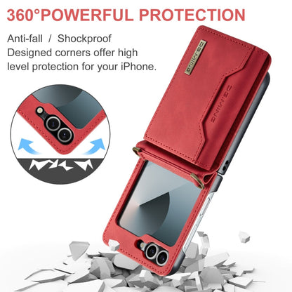 For Samsung Galaxy Z Flip6 DG.MING M2 Series Card Bag Magnetic Leather Phone Case(Red)