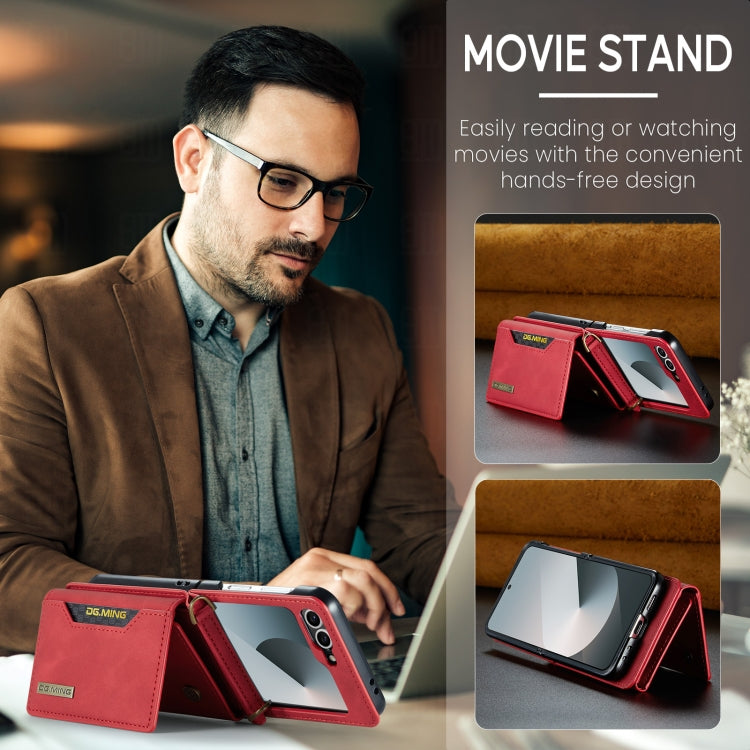 For Samsung Galaxy Z Flip6 DG.MING M2 Series Card Bag Magnetic Leather Phone Case(Red)