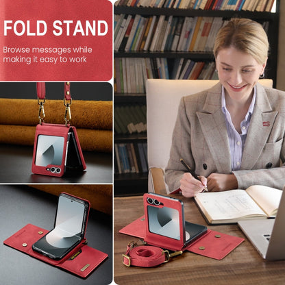 For Samsung Galaxy Z Flip6 DG.MING M2 Series Card Bag Magnetic Leather Phone Case(Red)