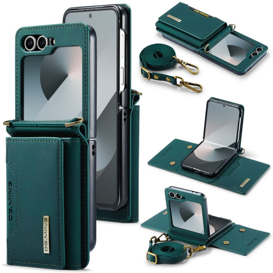 For Samsung Galaxy Z Flip6 DG.MING M2 Series Card Bag Magnetic Leather Phone Case(Green)