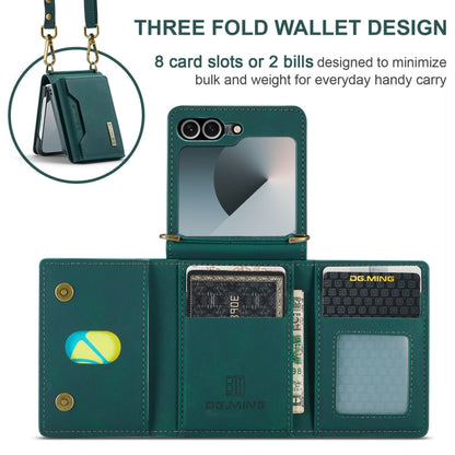 For Samsung Galaxy Z Flip6 / Flip7 FE DG.MING M2 Series Card Bag Magnetic Leather Phone Case(Green)