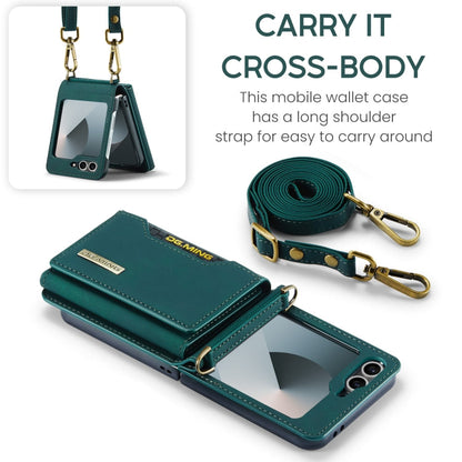 For Samsung Galaxy Z Flip6 / Flip7 FE DG.MING M2 Series Card Bag Magnetic Leather Phone Case(Green)