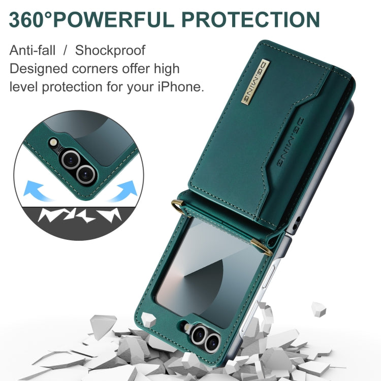 For Samsung Galaxy Z Flip6 / Flip7 FE DG.MING M2 Series Card Bag Magnetic Leather Phone Case(Green)
