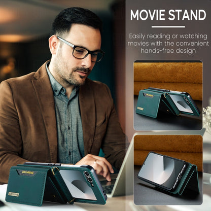 For Samsung Galaxy Z Flip6 / Flip7 FE DG.MING M2 Series Card Bag Magnetic Leather Phone Case(Green)