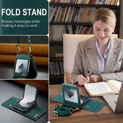 For Samsung Galaxy Z Flip6 / Flip7 FE DG.MING M2 Series Card Bag Magnetic Leather Phone Case(Green)