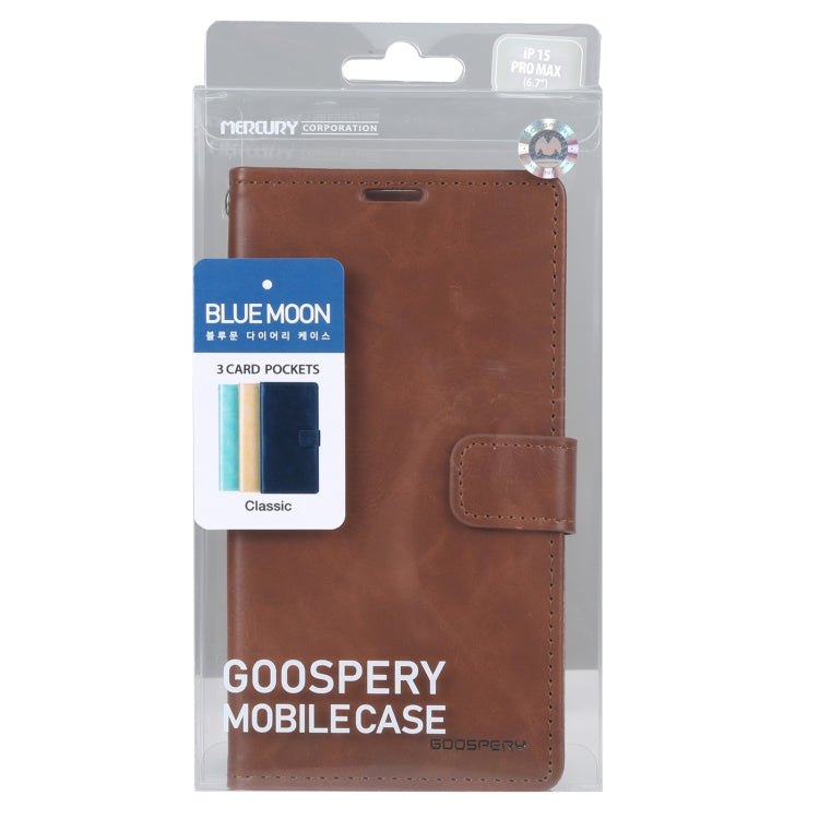For iPhone 15 Pro Max GOOSPERY BLUE MOON Crazy Horse Texture Leather Phone Case(Brown)