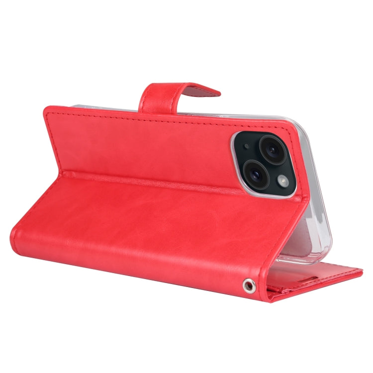 Pour iPhone 15 Coque en cuir texturé GOOSPERY BLUE MOON Crazy Horse (Rouge)