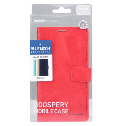 Pour iPhone 15 Coque en cuir texturé GOOSPERY BLUE MOON Crazy Horse (Rouge)