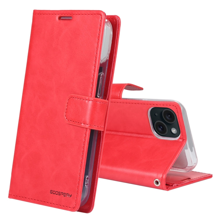 Pour iPhone 15 Coque en cuir texturé GOOSPERY BLUE MOON Crazy Horse (Rouge)