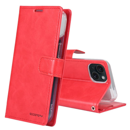 Pour iPhone 15 Coque en cuir texturé GOOSPERY BLUE MOON Crazy Horse (Rouge)