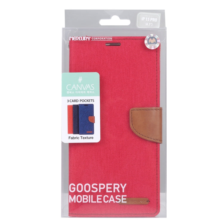 For iPhone 15 Pro Max GOOSPERY CANVAS DIARY Fabric Texture Flip Leather Phone Case(Red)
