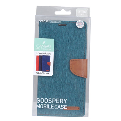For iPhone 15 Pro Max GOOSPERY CANVAS DIARY Fabric Texture Flip Leather Phone Case(Green)