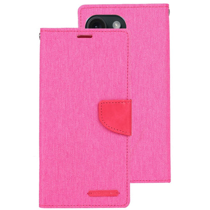 For iPhone 15 Pro Max GOOSPERY CANVAS DIARY Fabric Texture Flip Leather Phone Case(Rose Red)