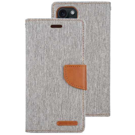 For iPhone 15 Pro GOOSPERY CANVAS DIARY Fabric Texture Flip Leather Phone Case(Grey)