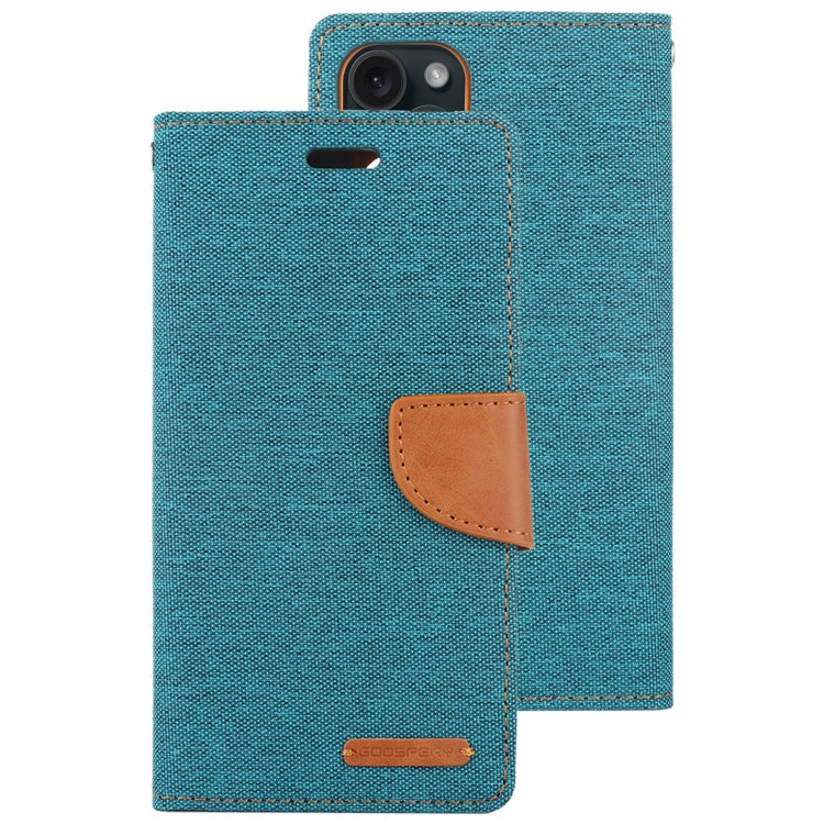 For iPhone 15 Pro GOOSPERY CANVAS DIARY Fabric Texture Flip Leather Phone Case(Green)