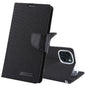 For iPhone 15 Plus GOOSPERY CANVAS DIARY Fabric Texture Flip Leather Phone Case(Black)