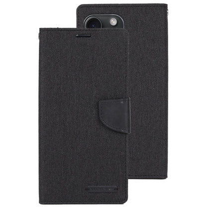 For iPhone 15 Plus GOOSPERY CANVAS DIARY Fabric Texture Flip Leather Phone Case(Black)