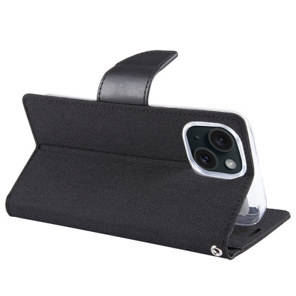 For iPhone 15 Plus GOOSPERY CANVAS DIARY Fabric Texture Flip Leather Phone Case(Black)