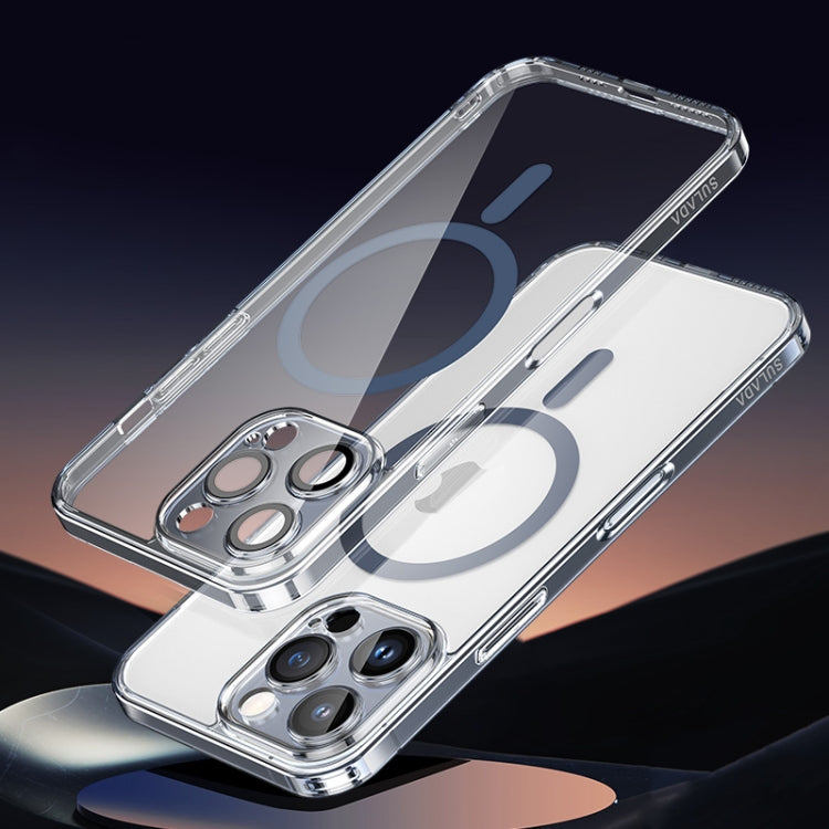 Pour iPhone 16 Pro SULADA Jingpin Series Coque de téléphone MagSafe tout compris en TPU galvanisé pour objectif (bleu transparent)