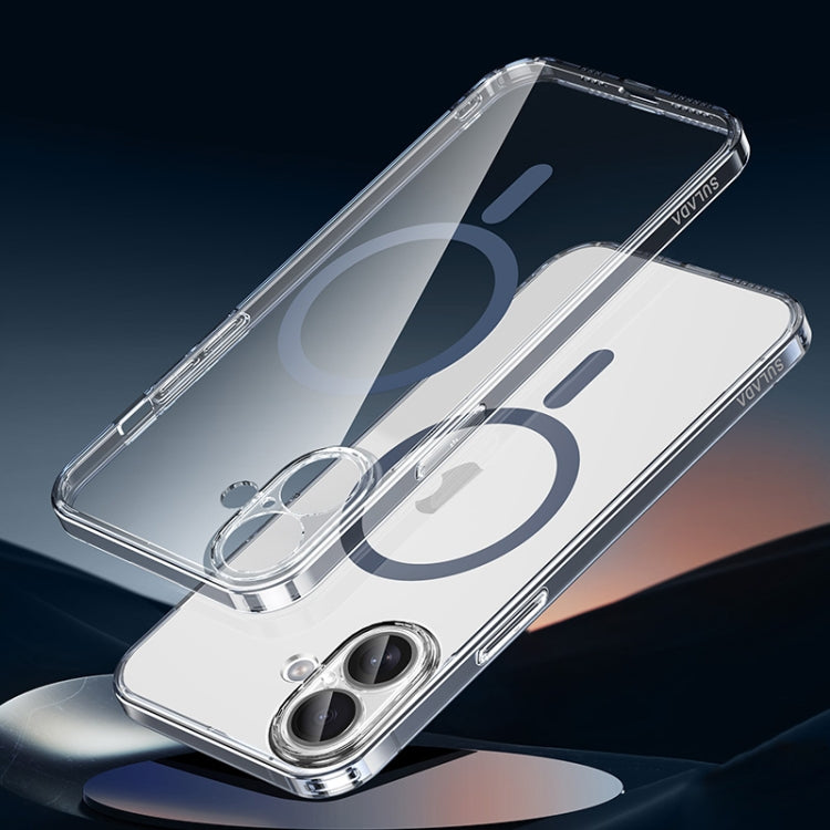 Pour iPhone 16 SULADA Jingpin Series MagSafe Coque de téléphone en TPU électrolytique tout compris avec lentille (bleu transparent)