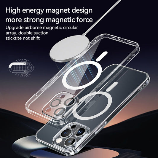 For iPhone 16 SULADA Jingpin Series MagSafe All-inclusive Lens Electroplated TPU Phone Case(Transparent Blue)