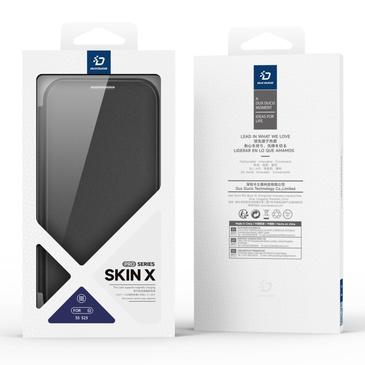 Pour Samsung Galaxy S25 5G DUX DUCIS Étui en cuir PC + TPU Magsafe série Skin X Pro (noir)
