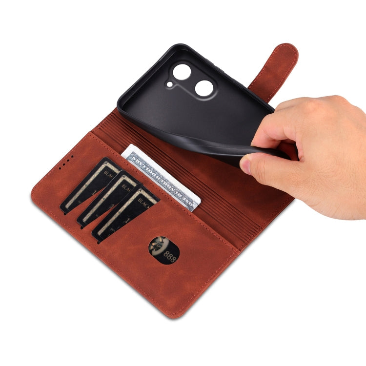 For vivo Y37 / Y36t / Y03 / Y18 AZNS Skin Feel Calf Texture Flip Leather Phone Case(Brown)