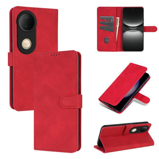 For vivo S20 AZNS Skin Feel Calf Texture Flip Leather Phone Case(Red)