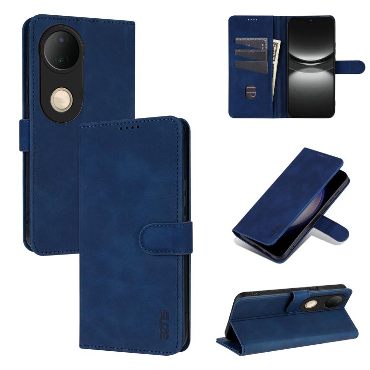 Pour étui de téléphone en cuir à rabat Vivo S20 AZNS Skin Feel Calf Texture (bleu)