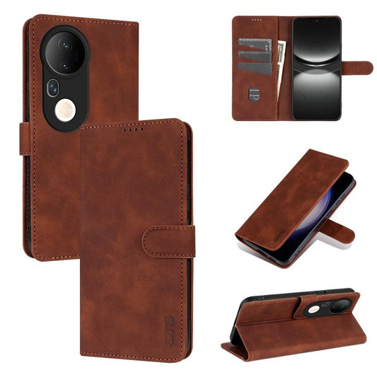 For vivo S20 Pro AZNS Skin Feel Calf Texture Flip Leather Phone Case(Brown)