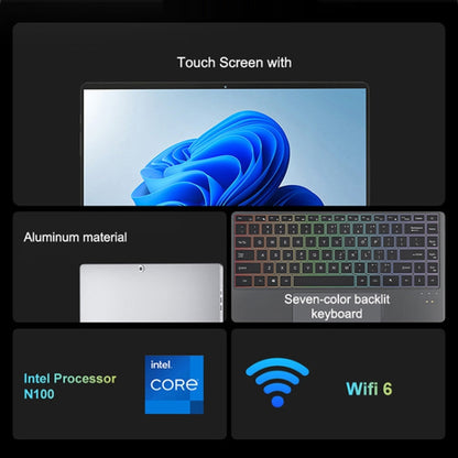 Tablette PC Pipo W14 14,1 pouces 2 en 1, 16 Go+512 Go, Windows 11 Intel Alder Lake N100 Quad Core, avec étui en cuir et clavier
