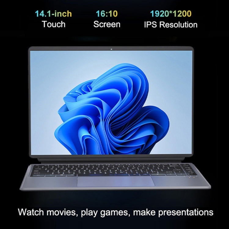 Tablette PC Pipo W14 14,1 pouces 2 en 1, 16 Go+512 Go, Windows 11 Intel Alder Lake N100 Quad Core, avec étui en cuir et clavier