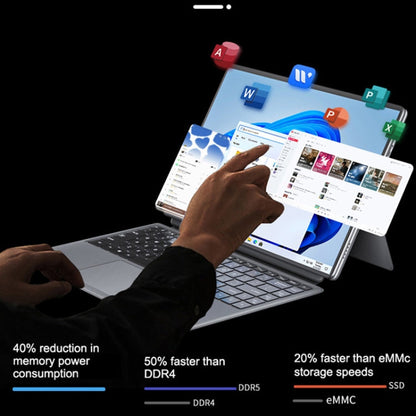 Tablette PC Pipo W14 14,1 pouces 2 en 1, 16 Go+512 Go, Windows 11 Intel Alder Lake N100 Quad Core, avec étui en cuir et clavier
