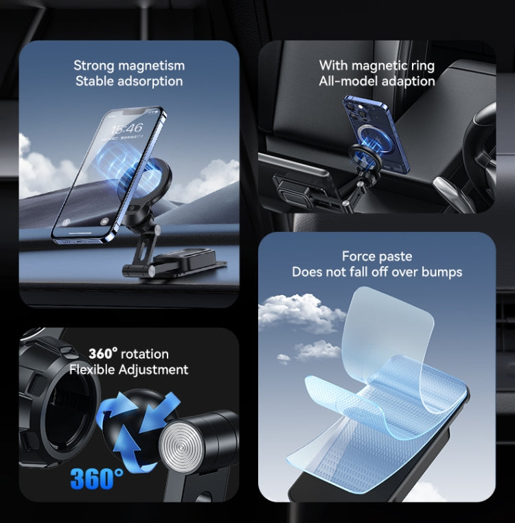 Support de Téléphone Magnétique pour Console Centrale de Voiture USAMS US-ZJ076 (Noir)