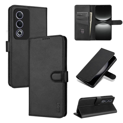 Pour OPPO A3x 5G / A3 Energy 5G Étui de téléphone en cuir à rabat AZNS avec texture de veau (Noir)